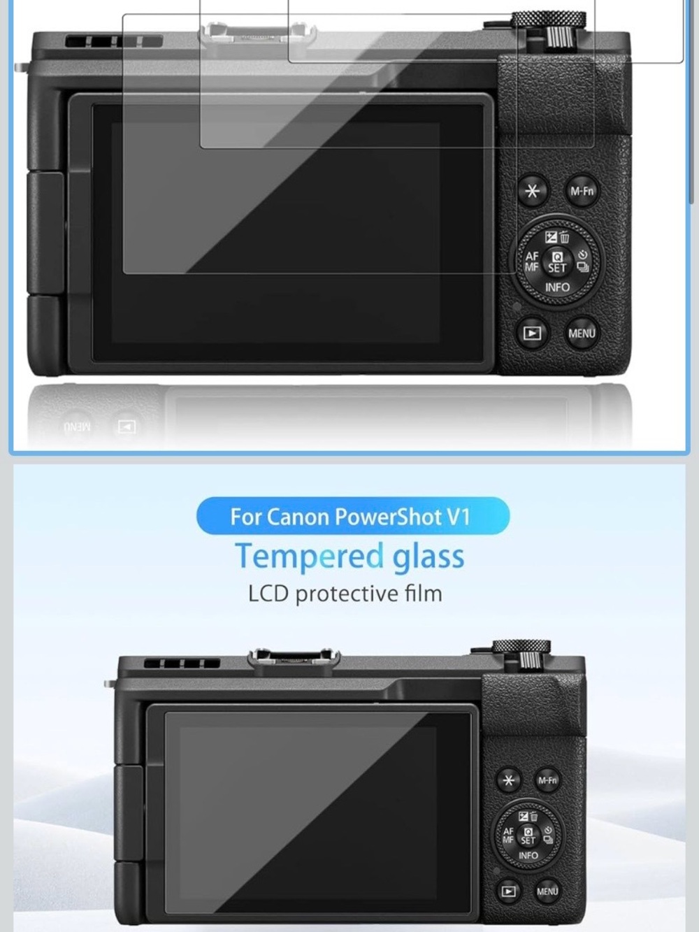 Tempered Glass LCD Screen Protector for Canon‎ PowerShot V1 – Black